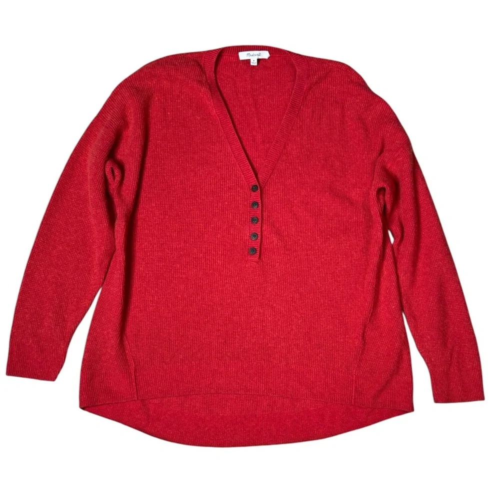 Madewell Asherton Waffle Henley Alpaca Wool Blend Sweater size M NC737